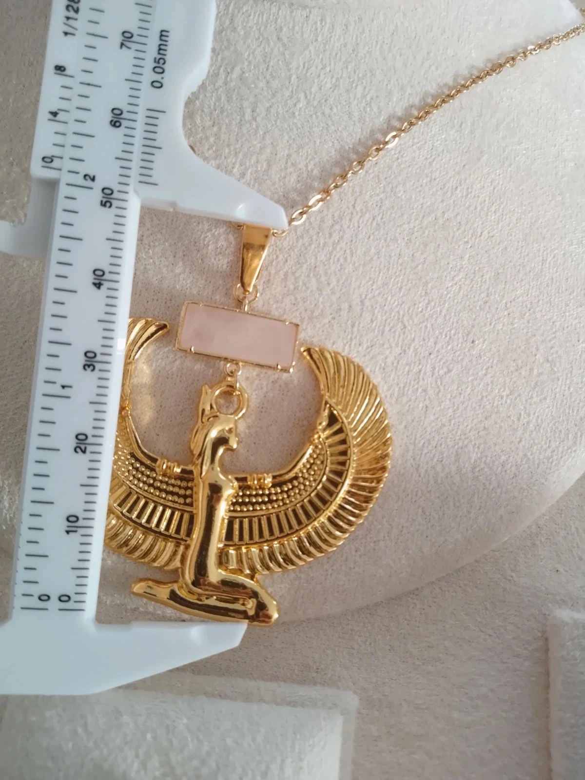 Collar diosa egipcia piedra de cuarzo rosa – photo 3